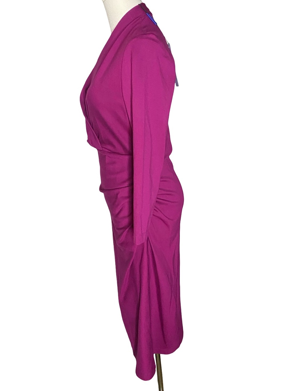 NWT Elie Tahari Ruched Wrap Dress Boysenberry Magenta Size 8 - Picture 4 of 10
